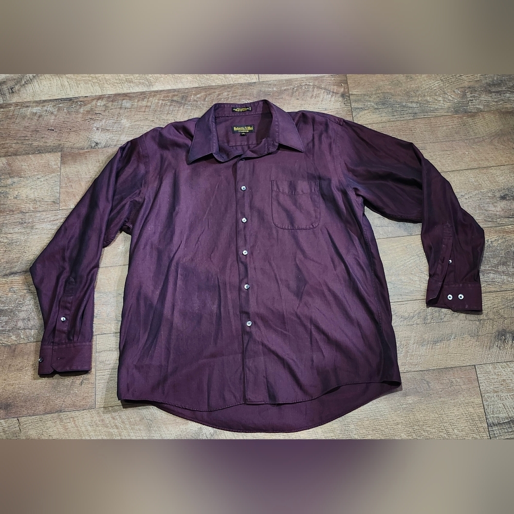Villini (Roberto) men's black & red striped long sleeve button up - Picture 2 of 9